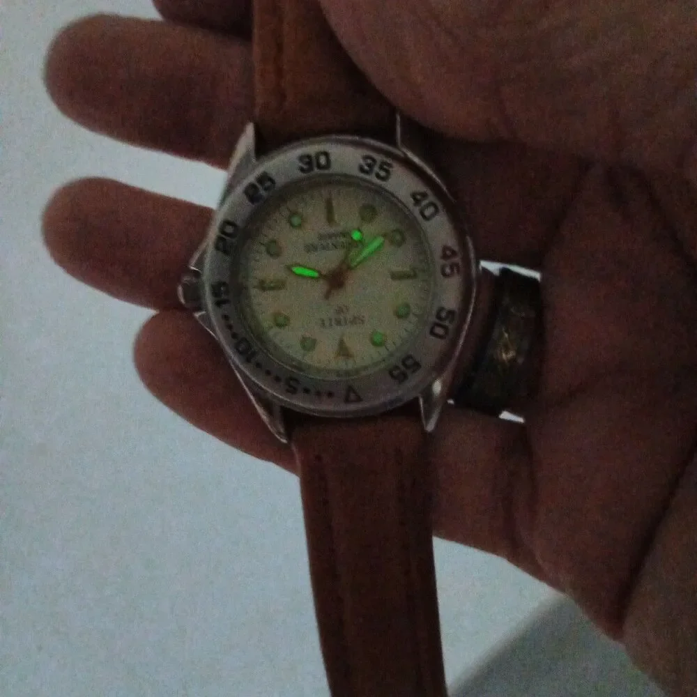 Vintage Spirit Of Adventure Watch Unisex Quartz Silver With GITD Numbers Working